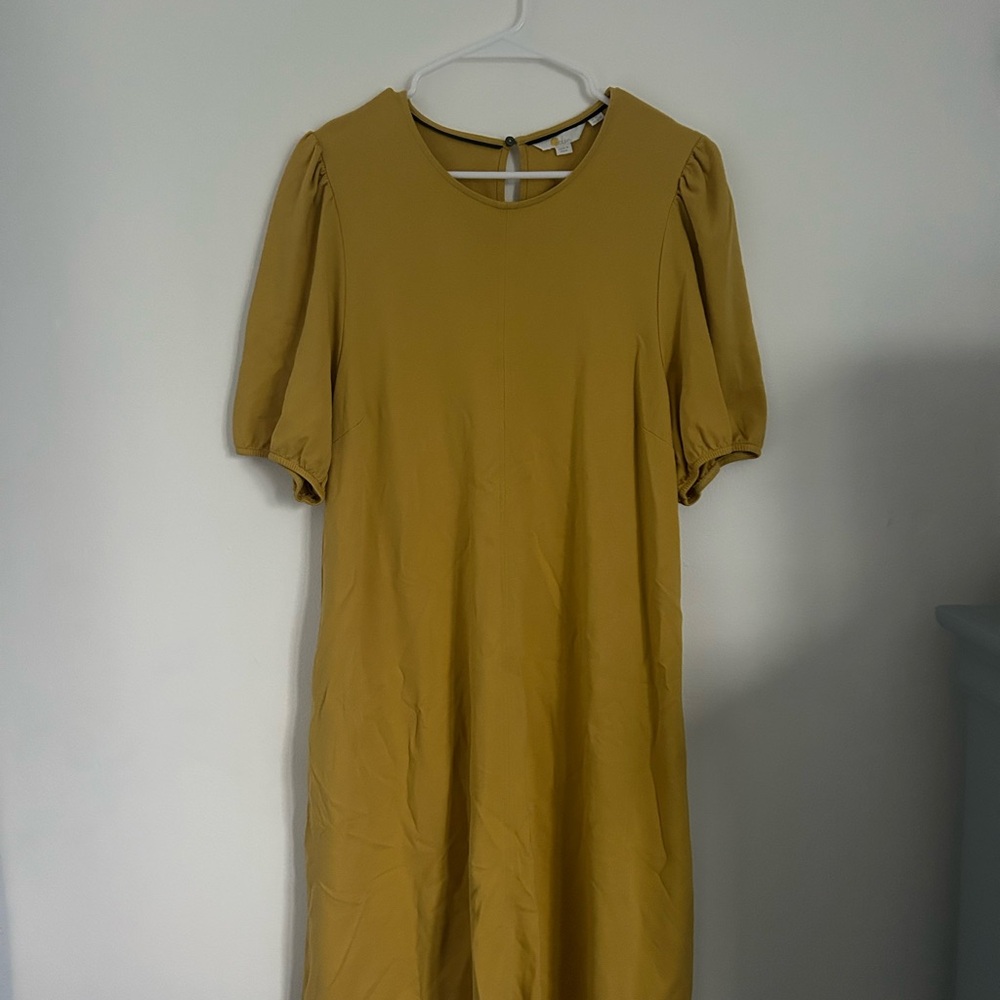 Boden Gold Puff Sleeve Sheath Dress